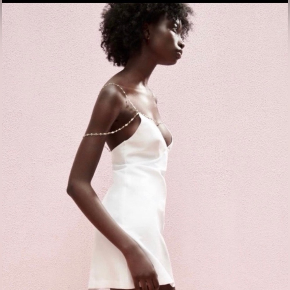 Zara White Satin Dress